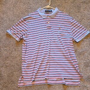 Polo by Ralph Lauren Men's Polo Shirt - Blue, Red, Black Stripes